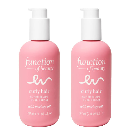 FUNCTION OF BEAUTY Super Shape Curl Cream for Curly Hair, 7 oz Each (2-Pack) - Formulated With Moringa Oil for Frizz-Free, Defined and Hydrated Manageable Curls