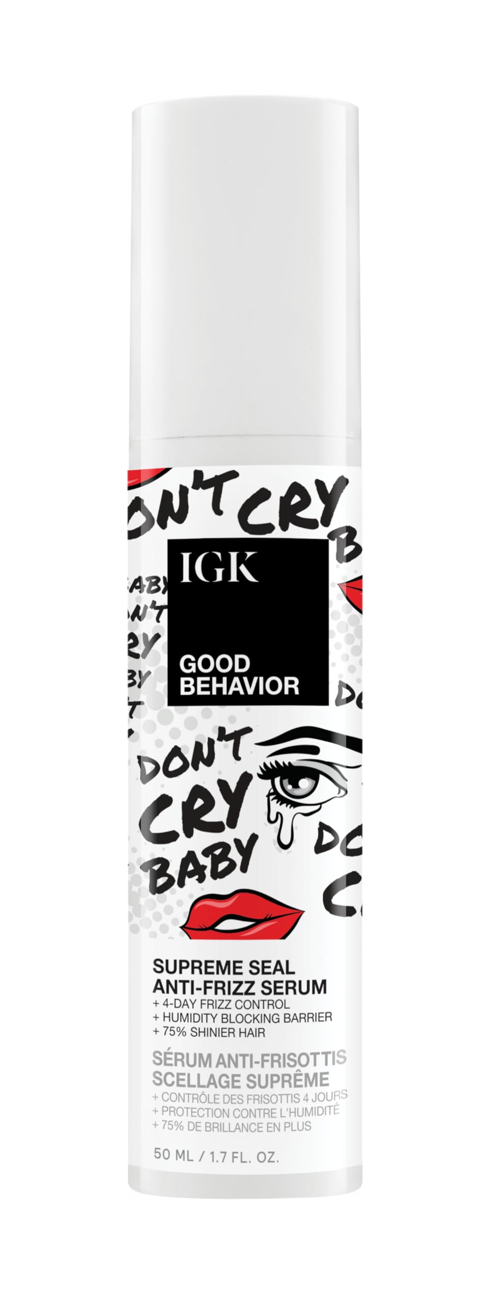 IGK Good Behavior Anti-Frizz Smoothing Serum Boosts Shine, Seals Out Humidity, UV & Heat Protection, For Dry Frizz-Prone Hair, 1.3 oz