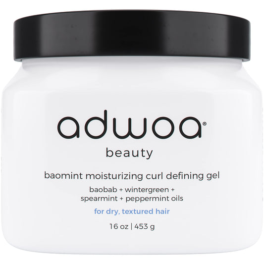 adwoa beauty Baomintª Moisturizing Curl Defining Gel, with Baobab, Mint, and Rosemary Oils, Curl Enhancing Gel to aid Hair Growth, Define Curls, and Promote Shine - for Coily and Curly Hair, 16 oz