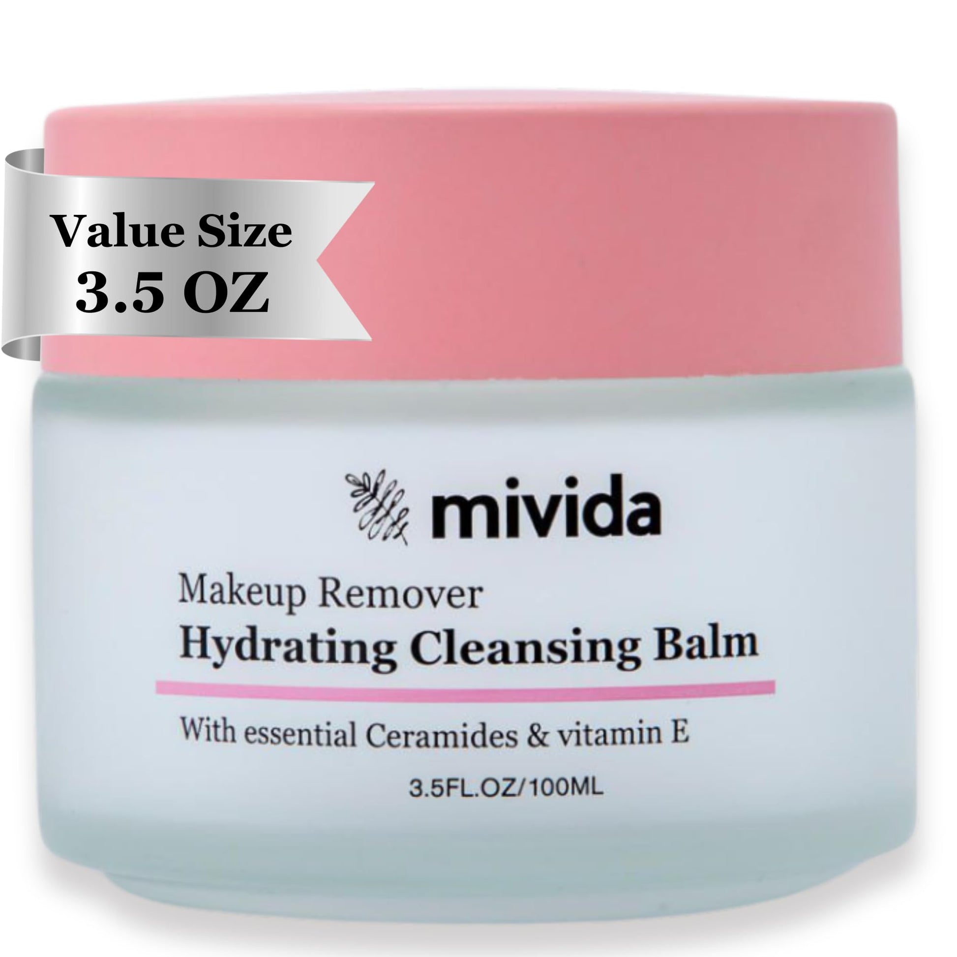 Makeup Remover Cleansing Balm, Gently Melt Stubborn Waterproof Makeup, Mascara, Eye Liner| Hydrating Facial Cleanser with Ceramides, Vit E & Hyaluronic-Acid For Norished Skin, Big Size 3.5 fl oz