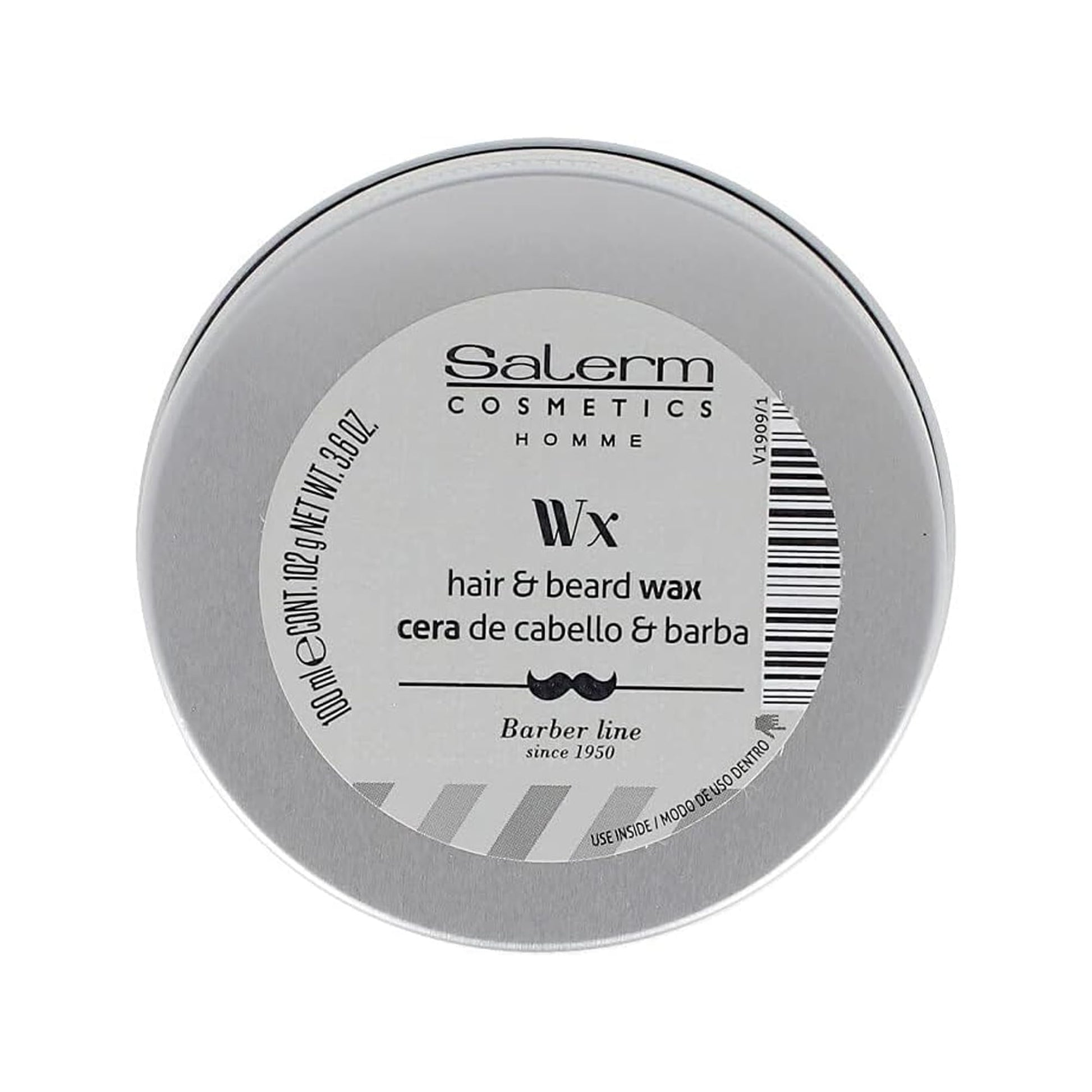 SALERM - Men's Hair Wax - Homme Barber Line - 100 ml - for Hair, Beard, and Mustache - Strong Hold and Medium Shine - with Hydrating Actives - Keeps Style Longer