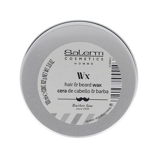 SALERM - Men's Hair Wax - Homme Barber Line - 100 ml - for Hair, Beard, and Mustache - Strong Hold and Medium Shine - with Hydrating Actives - Keeps Style Longer