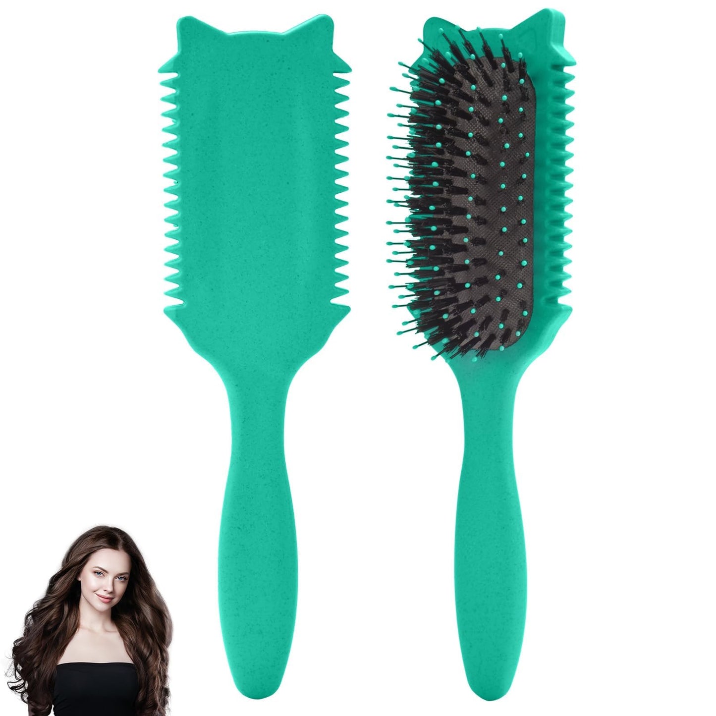 Professional Curl Defining Brush for Coils, Waves & Curly Hair - Detangling Styling Tool with Cat-Edge Design | Reduce Frizz & Breakage, Add Volume & Shine | Ergonomic All Hair Types Brush