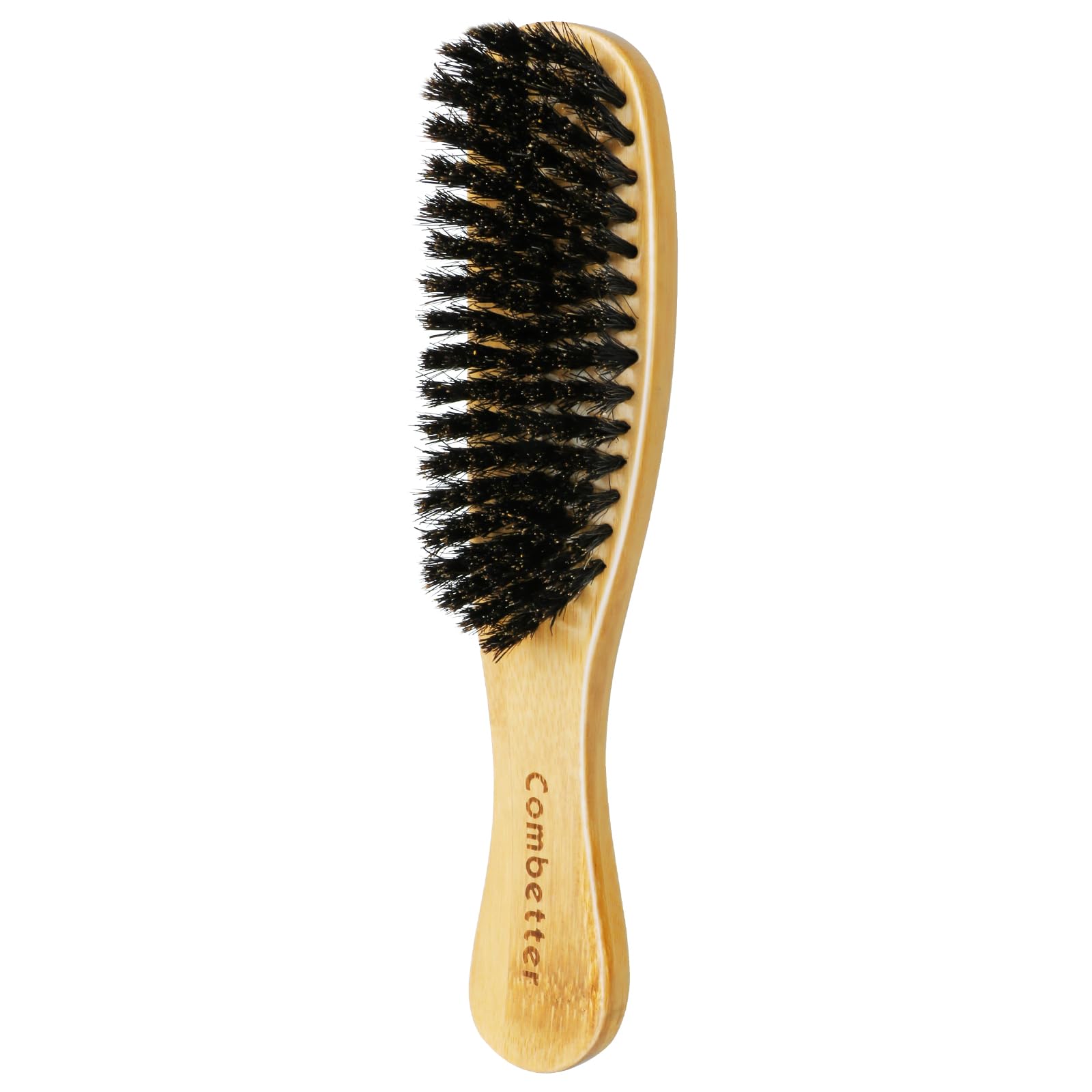 Boar Bristle Slick Back Hair Brush for Smoothing & Styling Wide 7-Row Bristles for Sleek Frizz-Free,Ponytails,Buns & Baby Hair Wooden Handle Brush for Women & Men Suit for Sectioning & Parting