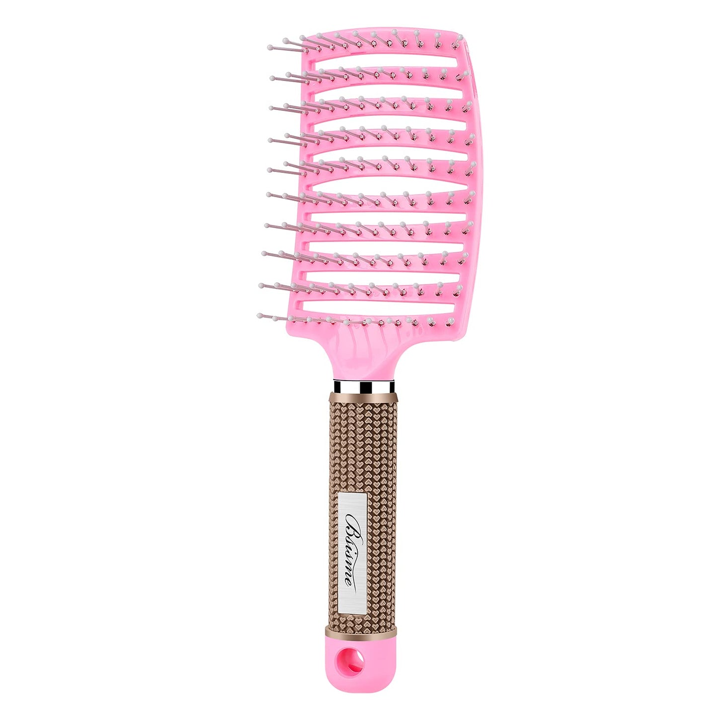 Bsisme Hair Brush, Curved Vented Brush for Faster Blow Drying, Professional Styling Hair Brushes for Women and Men, Paddle Detangling Brush for Wet Dry Curly Thick Straight Hair, Pink