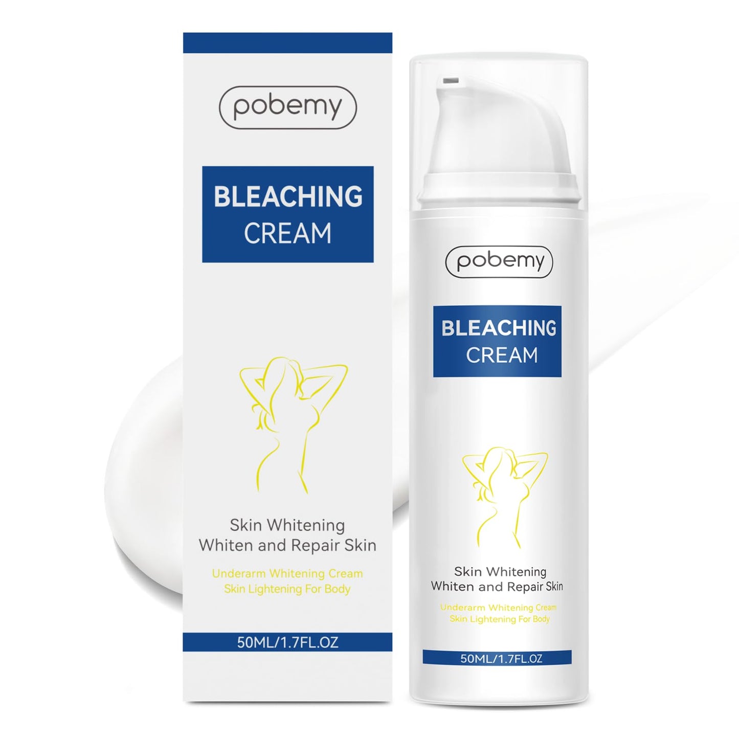 Skin Bleaching Cream for Intimate Areas & Body, Vitamin C Whitening for Underarms, Knees, Elbows, Inner Thighs, Bikini Line Sensitive Skin Whitening Lightening Cream- 1.7FL OZ