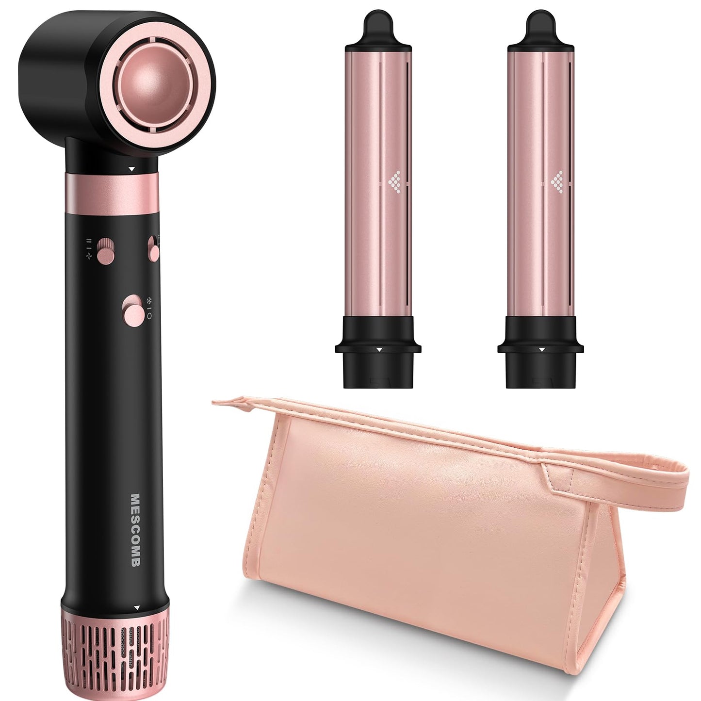 3 in 1 Air Styler with High-Speed Hair Dryer Brush & Air Wrap Curler for Curling, Negative Ions Frizz-Free Styling Drying, No Heat Damage, Fit for All Hair Types Hot Hair Styler with Travel Case