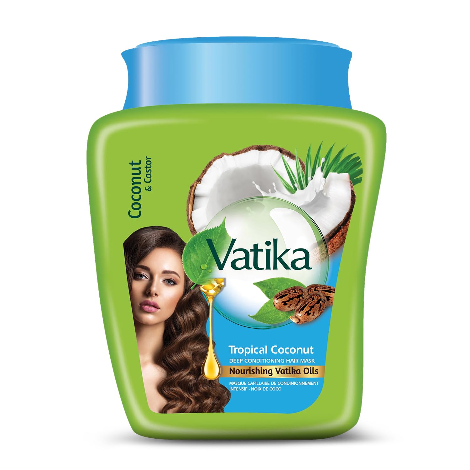 Vatika Naturals Hot Oil Hair Mask - Tropical Coconut & Castor Oil & Multivitamin for Dry, Damaged, Nourishing & Strengthening, Deep Conditioning for Soft, Smooth - 500ml