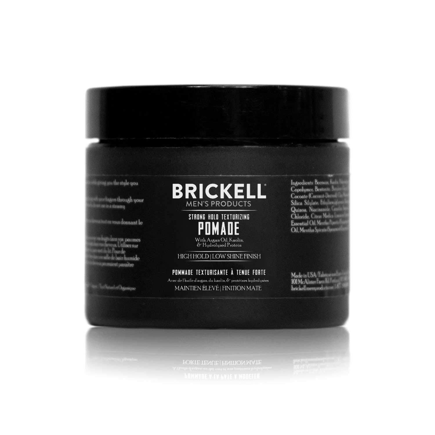BRICKELL Men's Products Strong Hold Texturizing Pomade For Men, Natural and Organic, Pliable Hair Styling Fiber Pomade, 2 Ounce, Scented