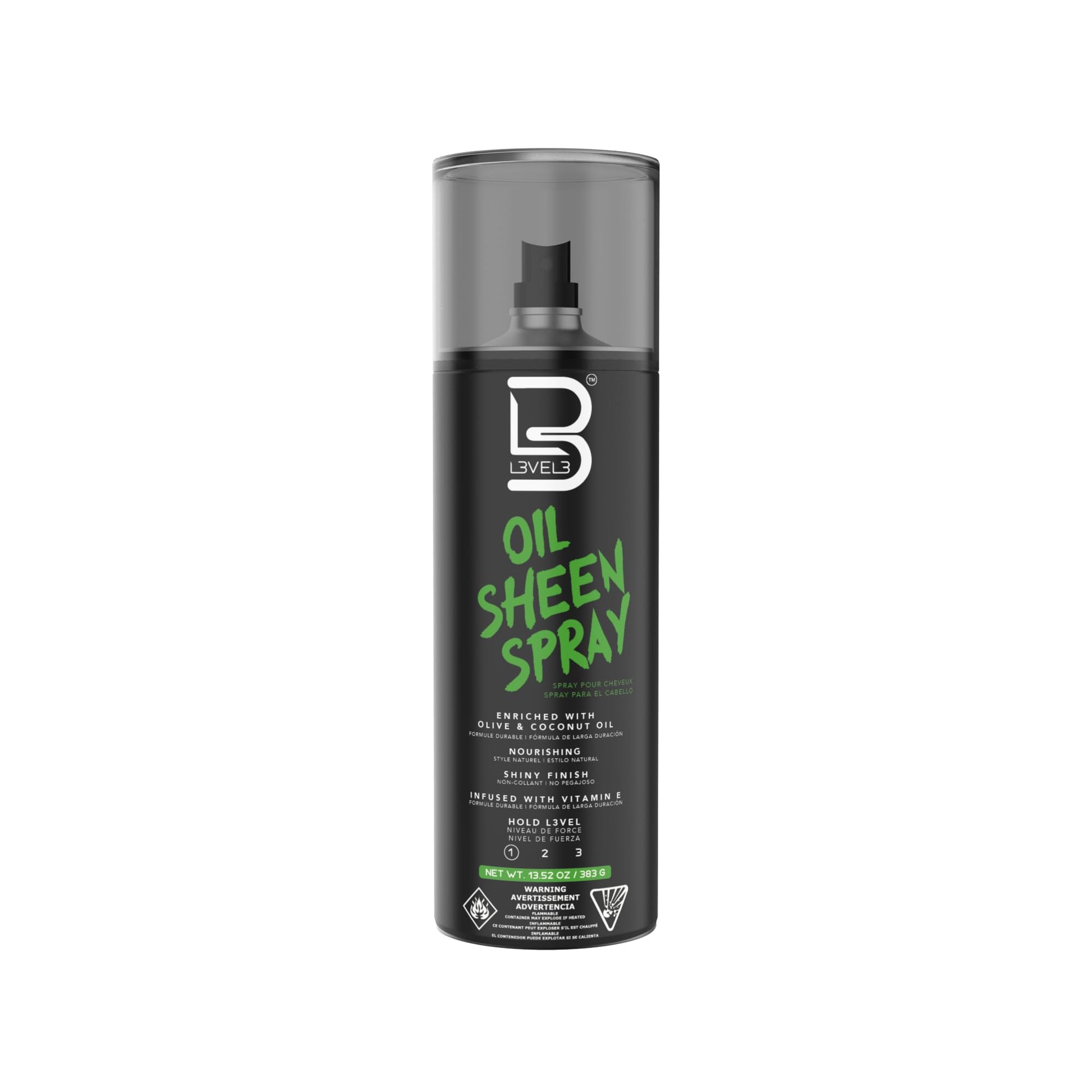 L3 Level 3 Oil Sheen Spray - Adds Shine to Hair After Styling - Infused with Vitamin E, Olive and Coconut Oil and Herbal Extracts Level Three Oil Shine Spr