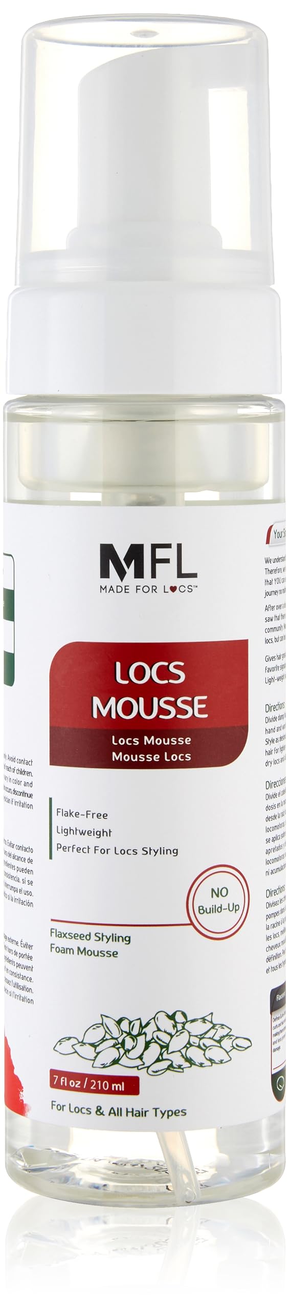 Locs Styling Flaxseed Mousse | Build-Up Free with No White Flakes- Non Sticky | 7 oz
