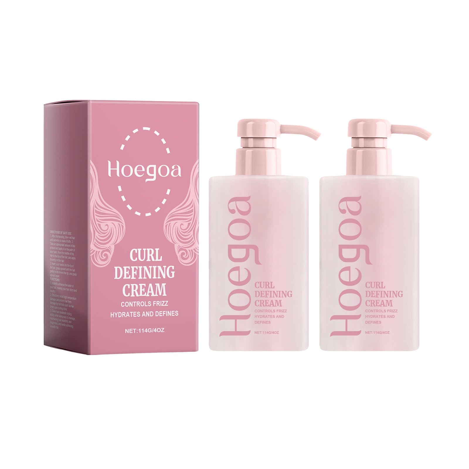 Curl Defining Cream, Curl Cream for Curly Hair Anti Frizz,Moisturizing, Smoothing for Curly & Wavy Hair(2PC)