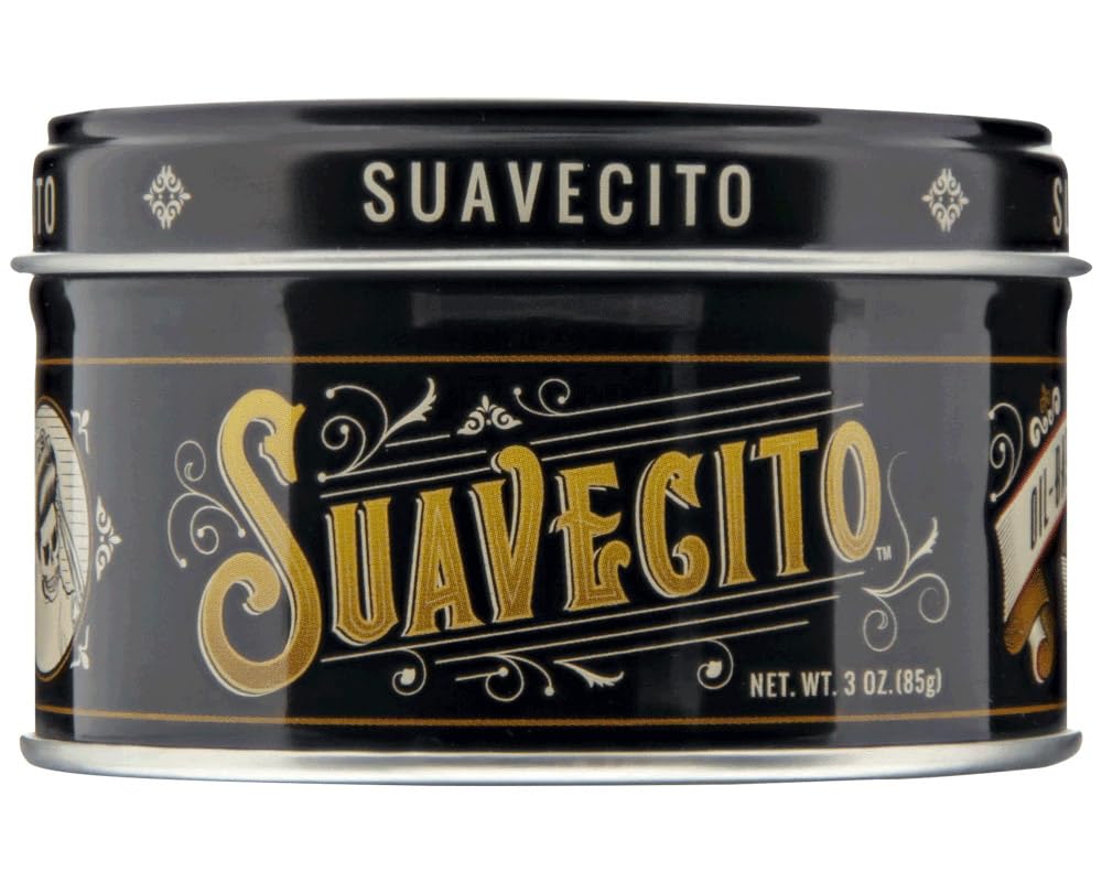 SUAVECITO Oil Based Pomade 3 oz Tin Can - Original Scent Hair Styling Long Lasting Hold, Healthy High Shine, For All Hair Types - Smooth Slickback To Pompadour Rockabilly Style Grease
