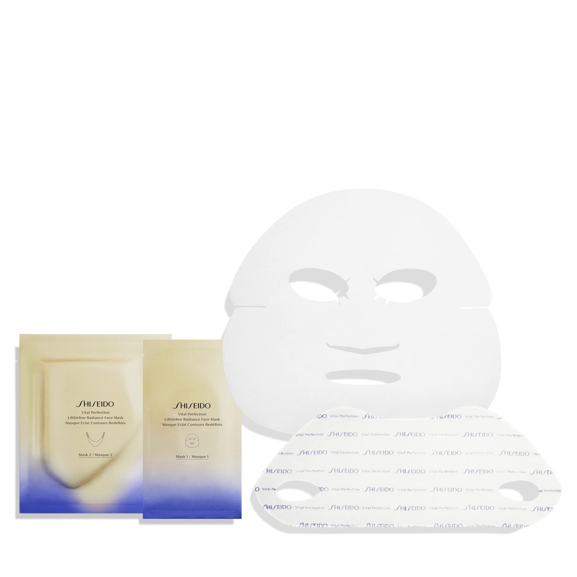 Shiseido Vital Perfection LiftDefine Radiance Face Mask - Instantly Effective Two-Piece Face & Neck Sheet Mask for Lifting & Firming. Includes Six Complete Sets.