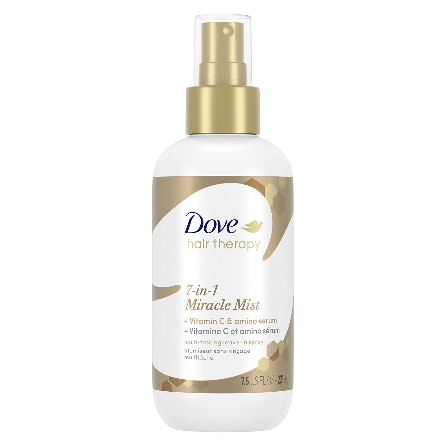 DOVE Hair Therapy 7-in-1 Hairspray for Visibly Damaged Hair Miracle Mist + Vitamin C Leave-in Spray to Strengthen and Nourish 7.5 oz