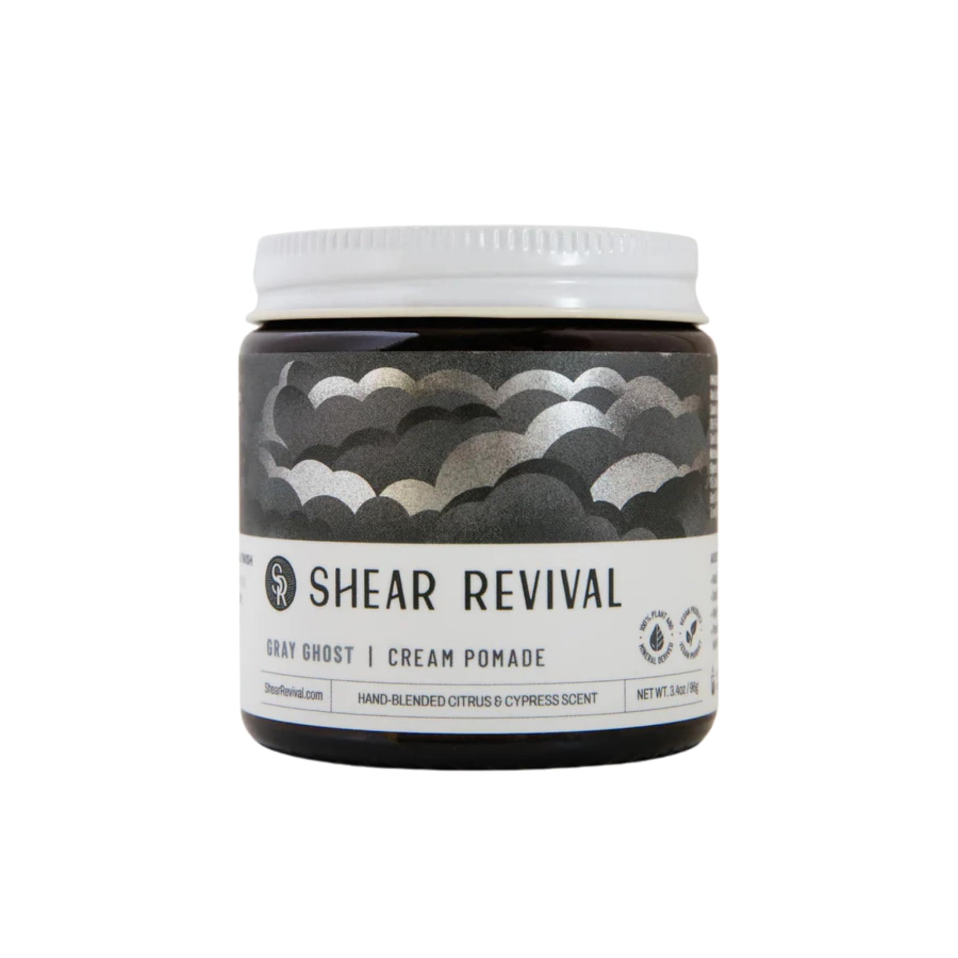 Shear Revival Gray Ghost | Matte Finish Hair Pomade for Men, Strong Hold Styling Cream with Sunflower Oil, Rice Bran Wax & Aloe Leaf Juice, Notes of Citrus & Cypress, 3.4oz