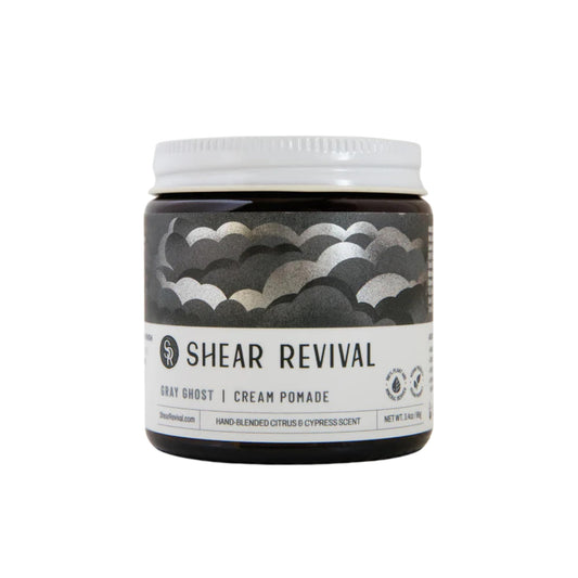Shear Revival Gray Ghost | Matte Finish Hair Pomade for Men, Strong Hold Styling Cream with Sunflower Oil, Rice Bran Wax & Aloe Leaf Juice, Notes of Citrus & Cypress, 3.4oz