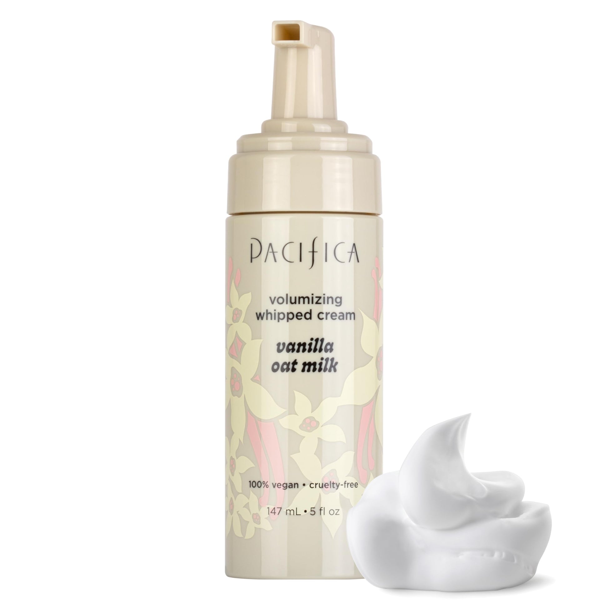 PACIFICA Hair Mousse - Vanilla Oat Milk Light Hold for Soft Volume & Hydration with Touchable Hold, Delightful Vanilla Scent, Vegan & Cruelty-Free, 5 fl oz