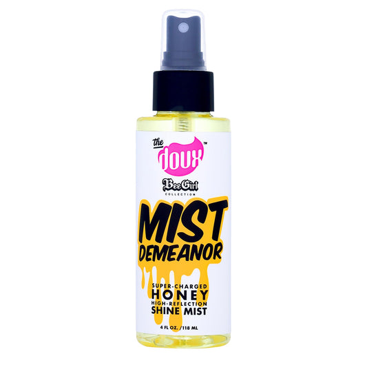 The Doux MIST DEMEANOR Shine Mist for Curly Hair Heat Protection Spray with Cationic Honey & Silk Amino Acids Lightweight Hair Gloss for Frizz Control, Humidity Resistance & Shine