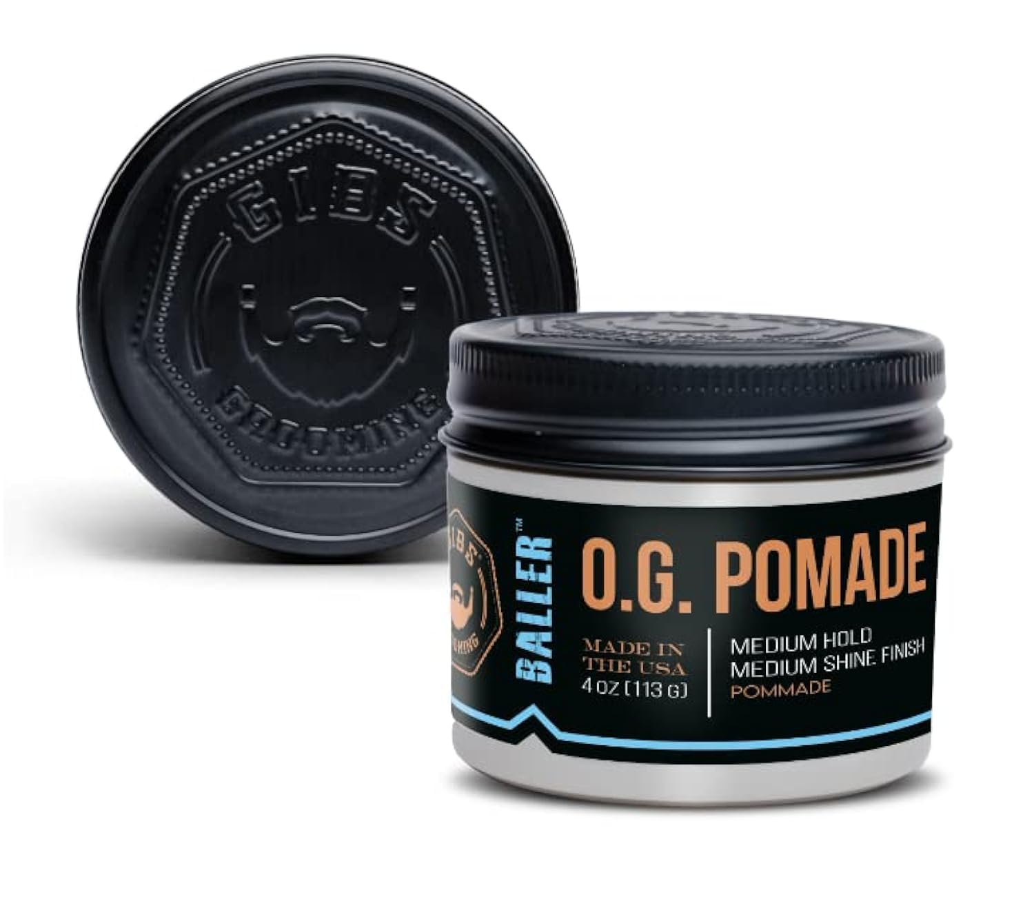 GIBS O.G. Baller Pomade, Flexible Hold and Medium Shine. Water based, Great for all Styles and Textures
