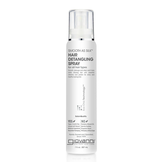 GIOVANNI Smooth As Silk Hair Detangling Spray - Detangles and Silkens Tresses, Made with Essential Vitamins and Proteins, Helps Shine your Hair - 7 oz