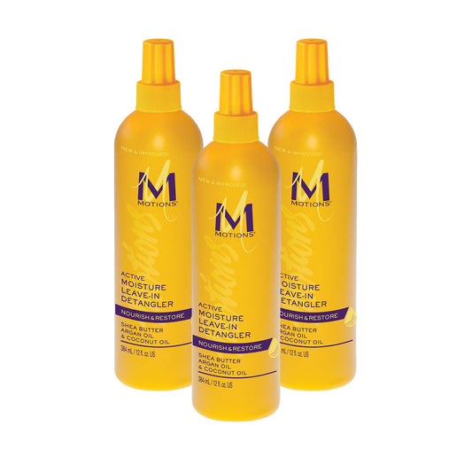 Motions Active Moisture Leave-In Detangler, Nourish & Restore, With Shea Butter, Argan Oil & Coconut Oil, 12 Ounce (3 Pack)