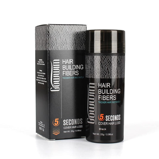 gowwim Hair Fibers for Thinning Hair 25g Hair Building Fibers 100% Undetectable,Instantly Cover Sparse Hair Areas-Bald Spots Cover Up. (Black)