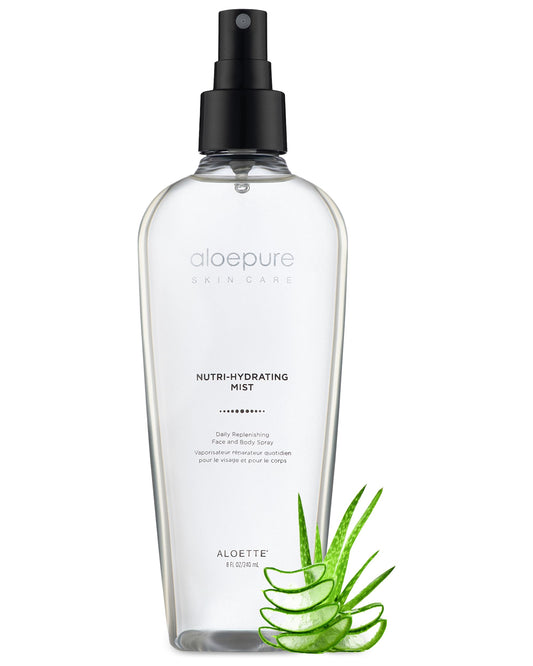 Aloette Nutri-Hydrating Mist After Sun Spray Aloe Vera Facial & Body Mist with Silk Amino Acids, Vitamins A, E, C & B5 Hydrating Face, Neck & Skin Spray for a Glowing Complexion 8oz