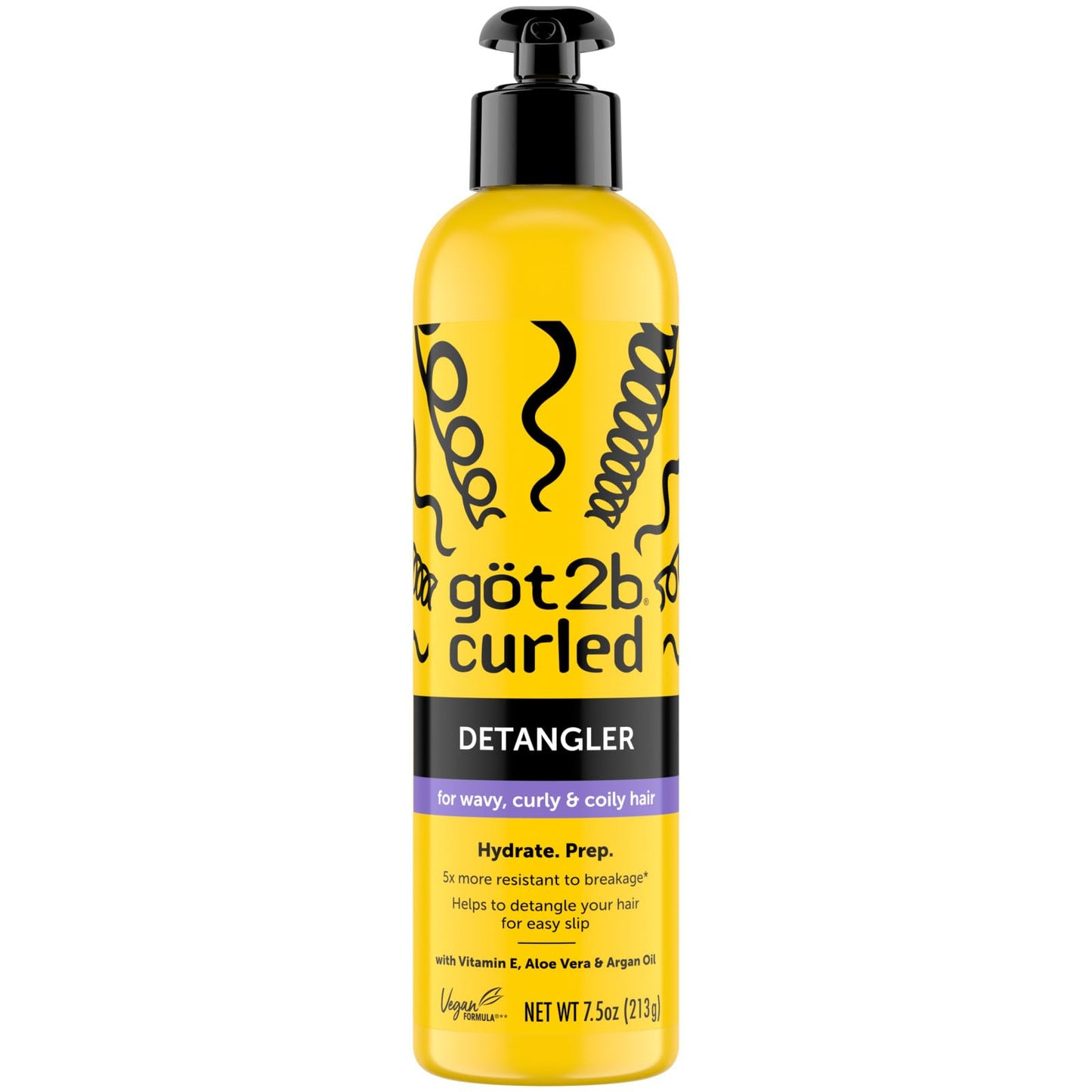 GOT2B Curled Detangler, 7.5oz, for all curl types, wavy, curly & coily hair, helps to detangle your hair for easy slip