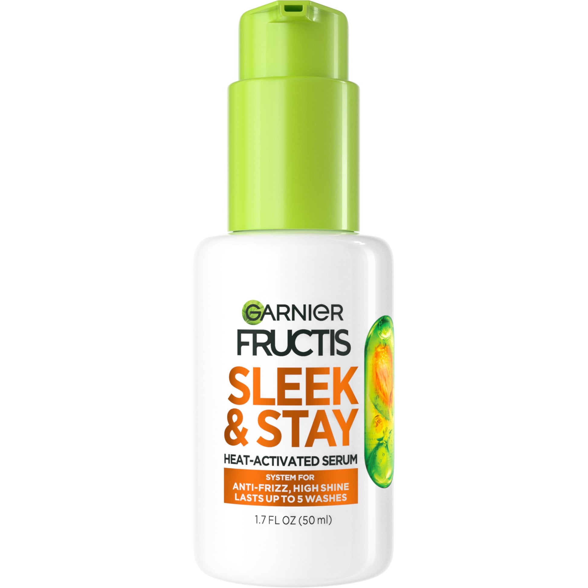 GARNIER Fructis Sleek and Shine Sleek and Stay Hair Serum for Frizzy, Dry Hair, Heat Protectant Formulated with Alpha Silane, 1.7 Fl Oz(Packaging May Vary)