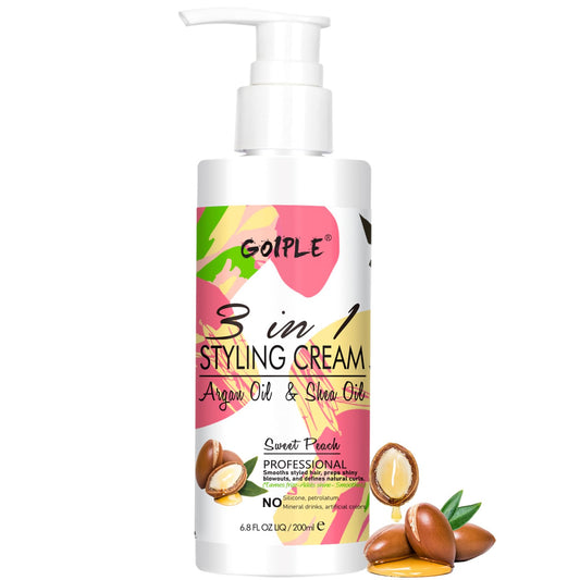 3-In-1 Styling Cream for Flyaways Frizz Hair - Styling Gel for Slick Back Hair Add Shine Smoothes Anti-Frizz Define All Hair Types - Non-Greasy Smoothing Cream for Women & Kids