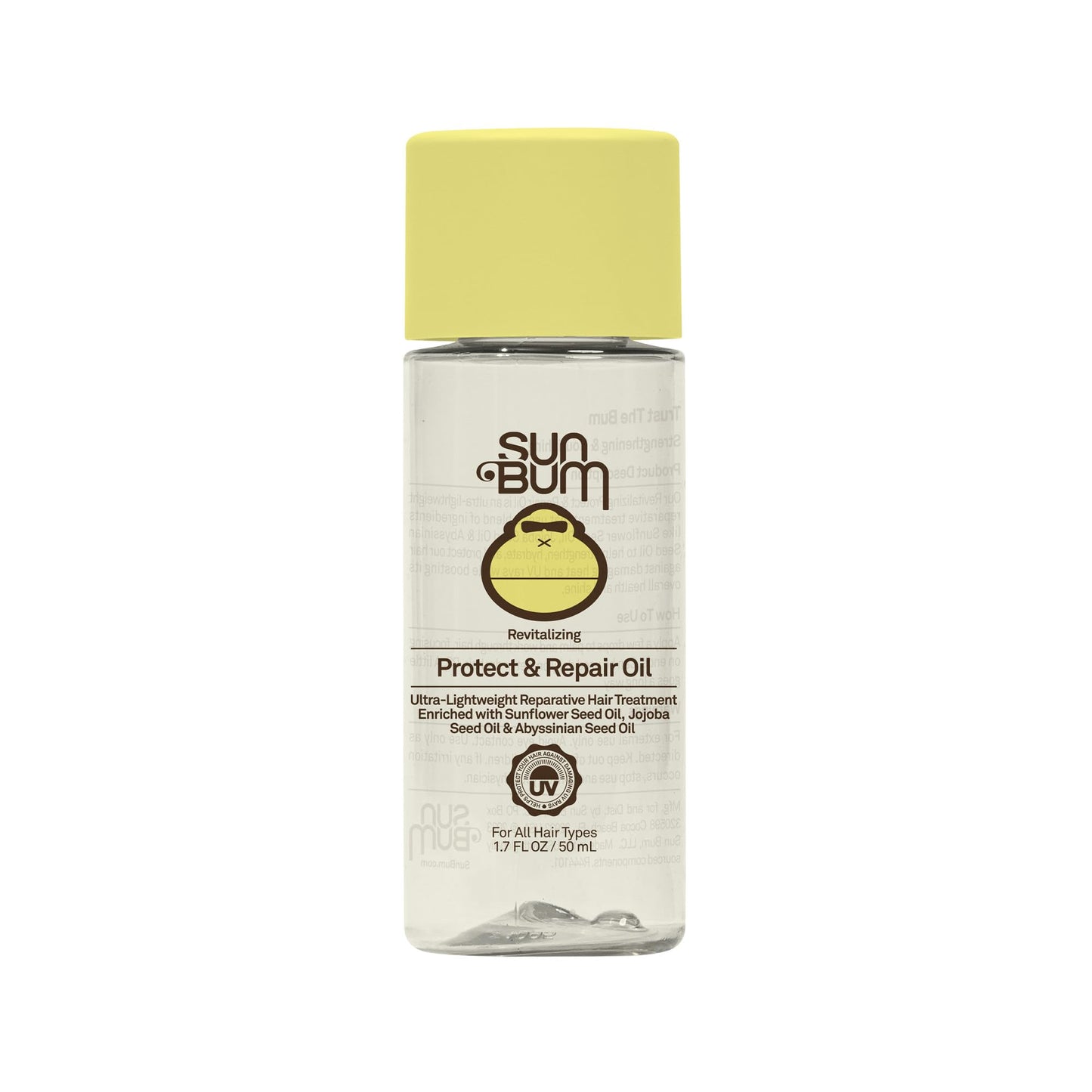 SUN BUM Revitalizing Protect and Repair Hair Oil - Light-weight Hair Care Treatment - Strengthen and Hydrates - UV Protection against Heat Damage and Sun Rays - Enriched with Jojoba Oil - 1.7 oz