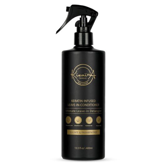 KizaiaCare Moisturizer & Leave-in Detangler Daily use for dry, tangle, matted, frizzy hair | Adds shine, and heat protection with Vitamin B5 | For all hair types, sulfate & silicone-free.