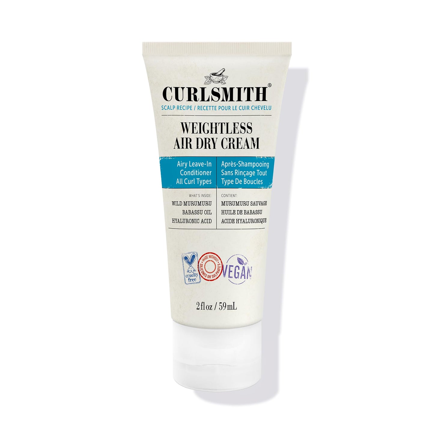 CURLSMITH Weightless Air Dry Cream - Vegan Leave-In Conditioner for Any Hair Type, Smooths Hair