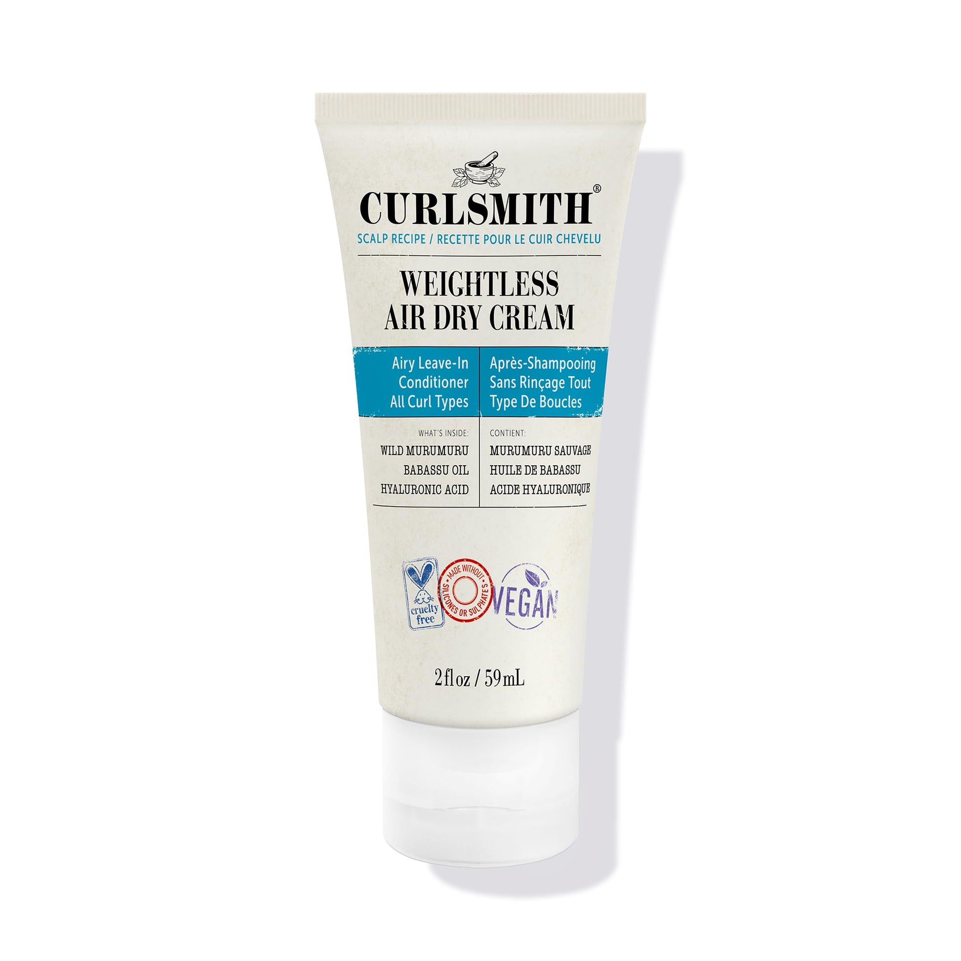 CURLSMITH Weightless Air Dry Cream - Vegan Leave-In Conditioner for Any Hair Type, Smooths Hair
