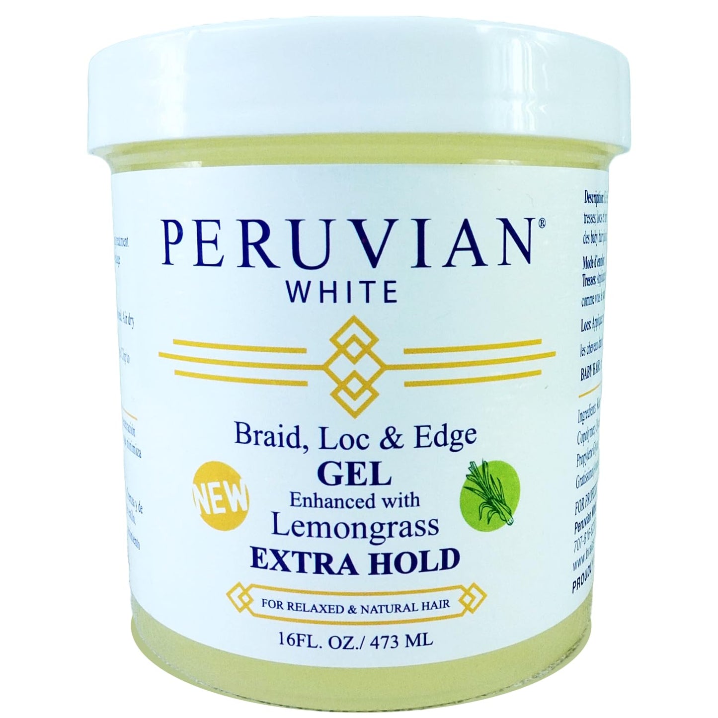 Braid, Loc & Edge Gel Lemongrass Extra Hold for Natural Hair | Edge Control, Twist, Braid, Long-Lasting Shine & Frizz Control 16 oz