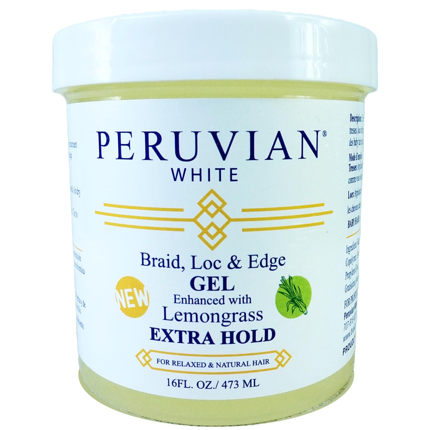 Braid, Loc & Edge Gel Lemongrass Extra Hold for Natural Hair | Edge Control, Twist, Braid, Long-Lasting Shine & Frizz Control 16 oz