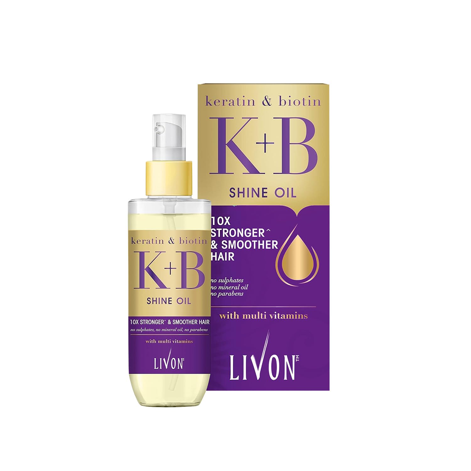 Livon Keratin & Biotin Smoothing Serum Oil |For Stronger & Smoother Hair | Enriched with Multi Vitamins | Sulphate & Paraben Free | Lightweight & Non Greasy | 3.3 fl. Oz