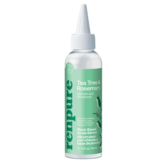 Renpure Tea Tree & Rosemary Scalp Serum, Plant-Based - Refreshing & Rebalancing - For Moisturized, Soft Hair - For Oily/Normal Hair- Tea Tree Leaf Oil, Rosemary Leaf Extract - 4 Fl Oz