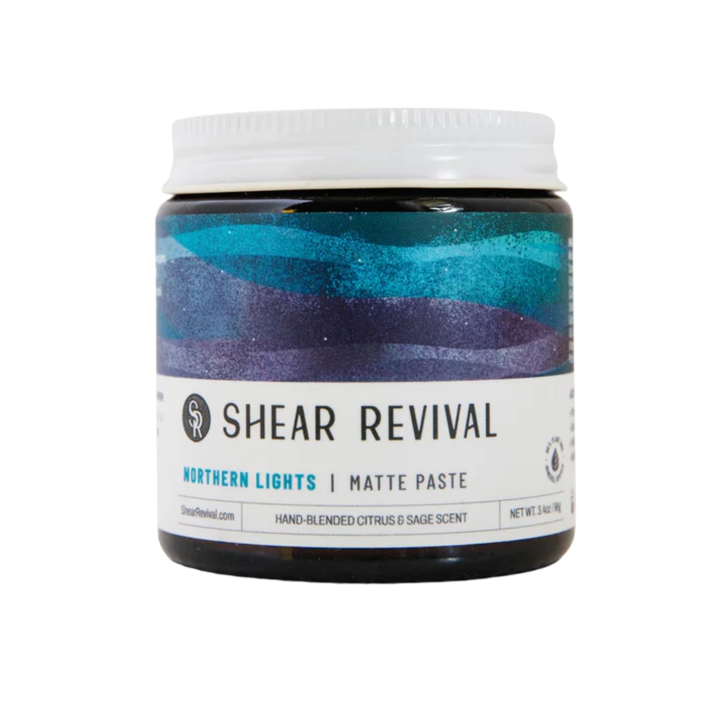 Shear Revival Northern Lights | Matte Hair Styling Paste for Men Strong Hold Molding Sculpting Pomade Wax Promotes Hair Elasticity Slick Back with Kaolin Clay, Calendula Extract, Clary Sage Oil 3.4oz