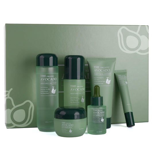 Avocado Skin Care Set, Skincare Gifts Kits For Hydrating Skin, Anti Aging Facial Kit For Women With Facial Cleanser, Toner, Face Serum, Lotion, Face Cream, Eye Cream. (6 Pieces)
