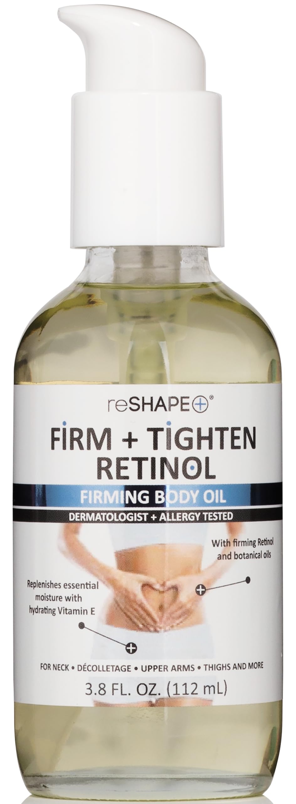 Reshape+ Retinol Firming Body Oil Skin Care Moisturizer W/Vitamin E - Nourishing, Lifting, & Hydrating Body Oil To Improve Look Of Wrinkles, Crepey Skin, Dry Skin, & Stretch Marks, 3.8 Fl Oz