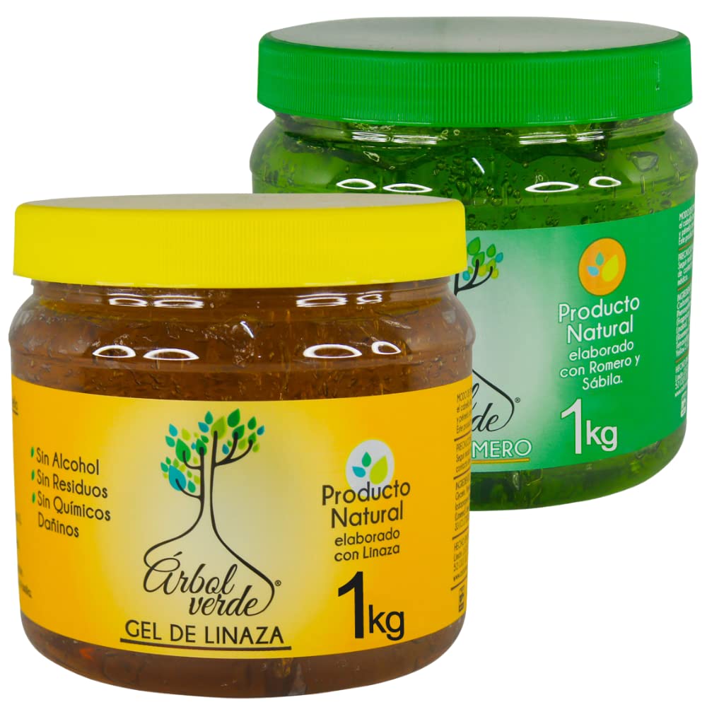 Linseed Gel for Curls - Natural Rosemary Green Tree Hair Setting Gel - 2-Pack - Alcohol-Free - 500g