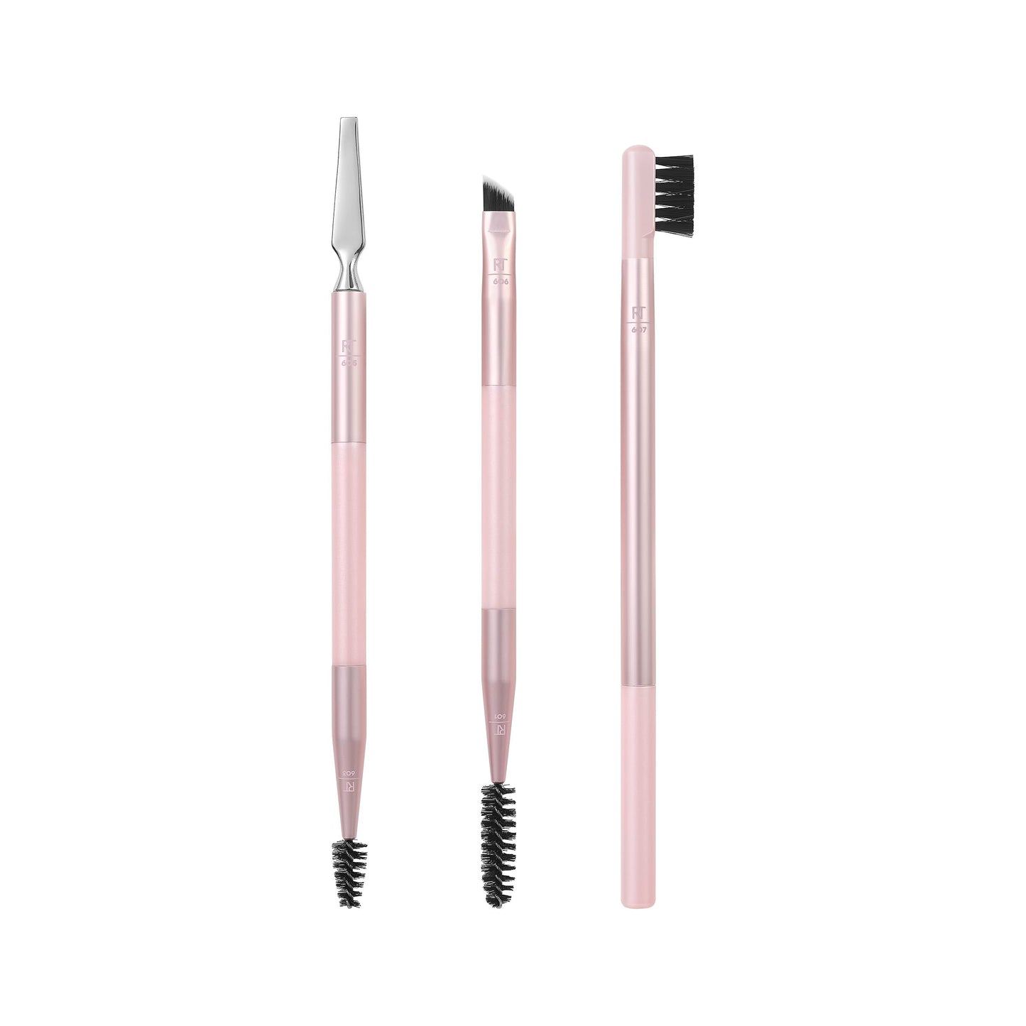 Real Techniques Brow Styling Set, For Lifting Brows, Fill & Style, Dual-ended Makeup Brushes, Full Kit for Eyebrows, Get Full, Laminated, or Natural Brows, Multiuse Tools, 3 Piece Set