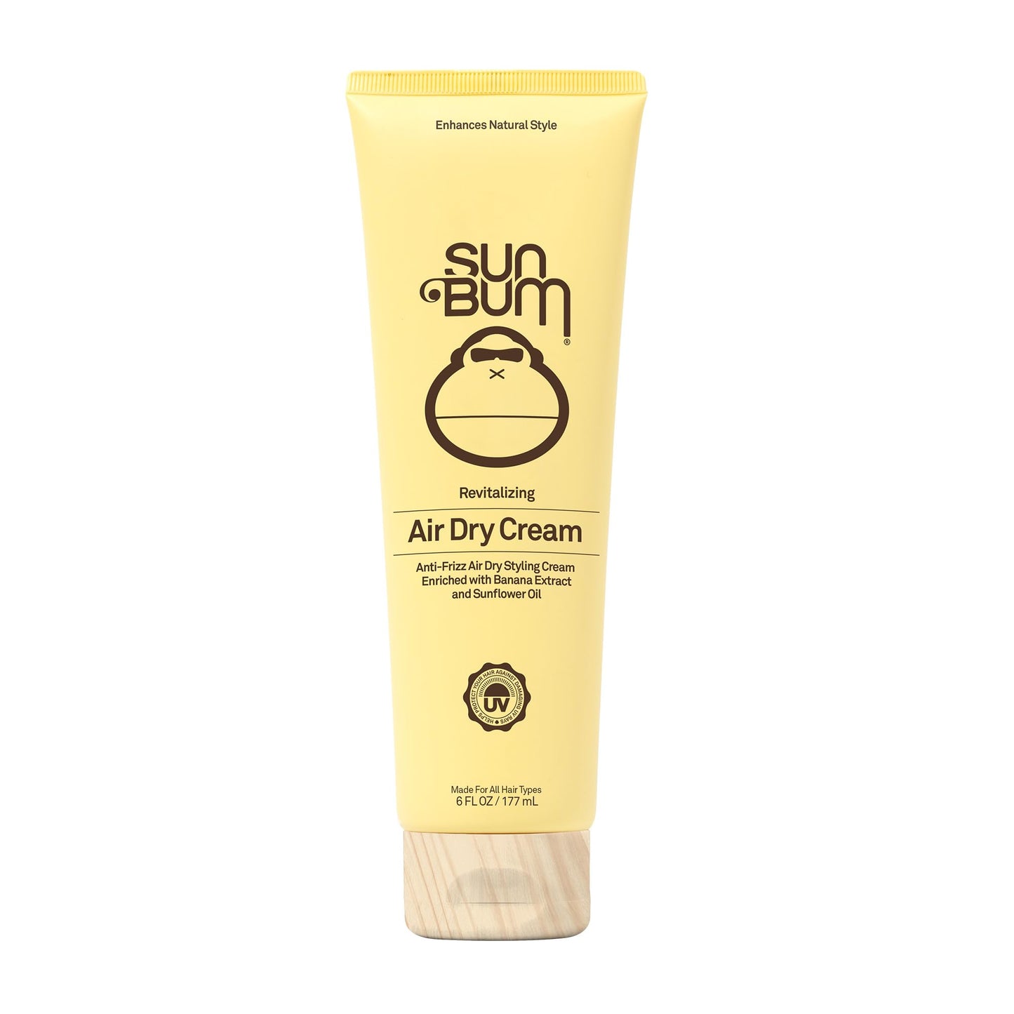SUN BUM Revitalizing Air Dry Cream - Anti Frizz Styling Cream with Banana Extract and Sunflower Oil - Vegan - Without Parabens - UV Protecting - Helps Smooth and Enhance Natural Hair Texture - 6 fl oz