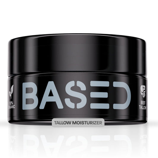 BASED Beef Tallow Moisturizer - Grass Fed Tallow with Raw Manuka Honey, Rosehip Oil & Vitamin E - Bio-Identical Skincare, Unscented, Face & Body (50ml Pack of 1)