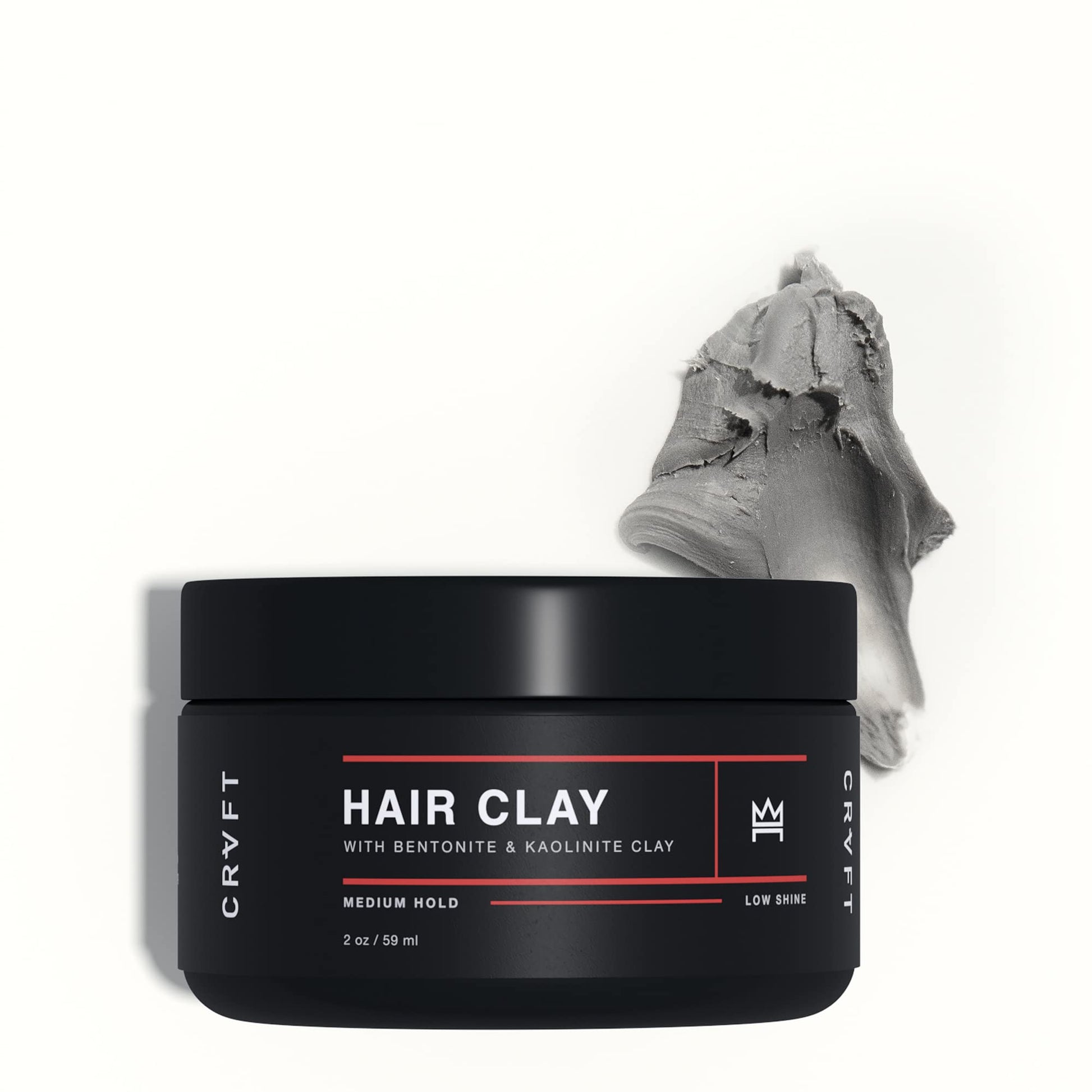 CRVFT Hair Clay 2oz | Medium Hold/Zero Shine Matte Finish | Add Volume & Texture | Ideal for Textured, Short & Medium Styles | Reworkable | [High Density] Clay Base, Stylist Approved [Unscented]