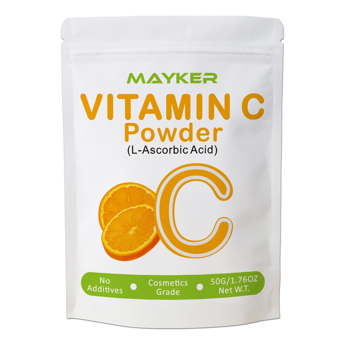 MAYKER Pure Vitamin C Powder for Face, 50grams(1.76OZ), Cosmetic Grade, Ultra Fine L-Ascorbic Acid Powder for DIY Skincare Product, No Filler