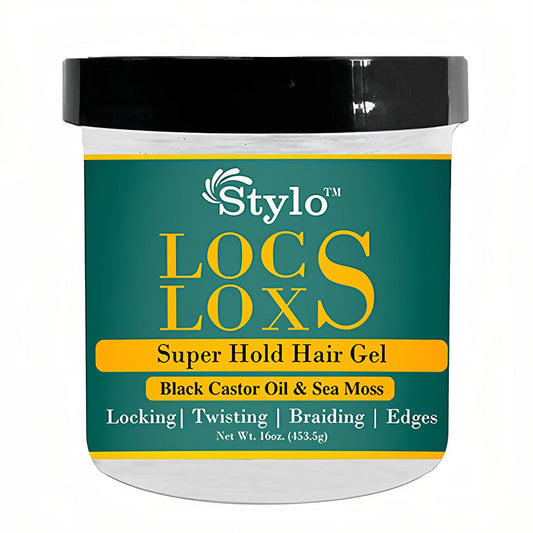 Stylo Locs Gel 16oz - High Hold Braiding & Retwisting Gel for Dreads & Edges - Infused with Castor Oil & Sea Moss for Strong Hold, Moisture & Healthy Hair Growth