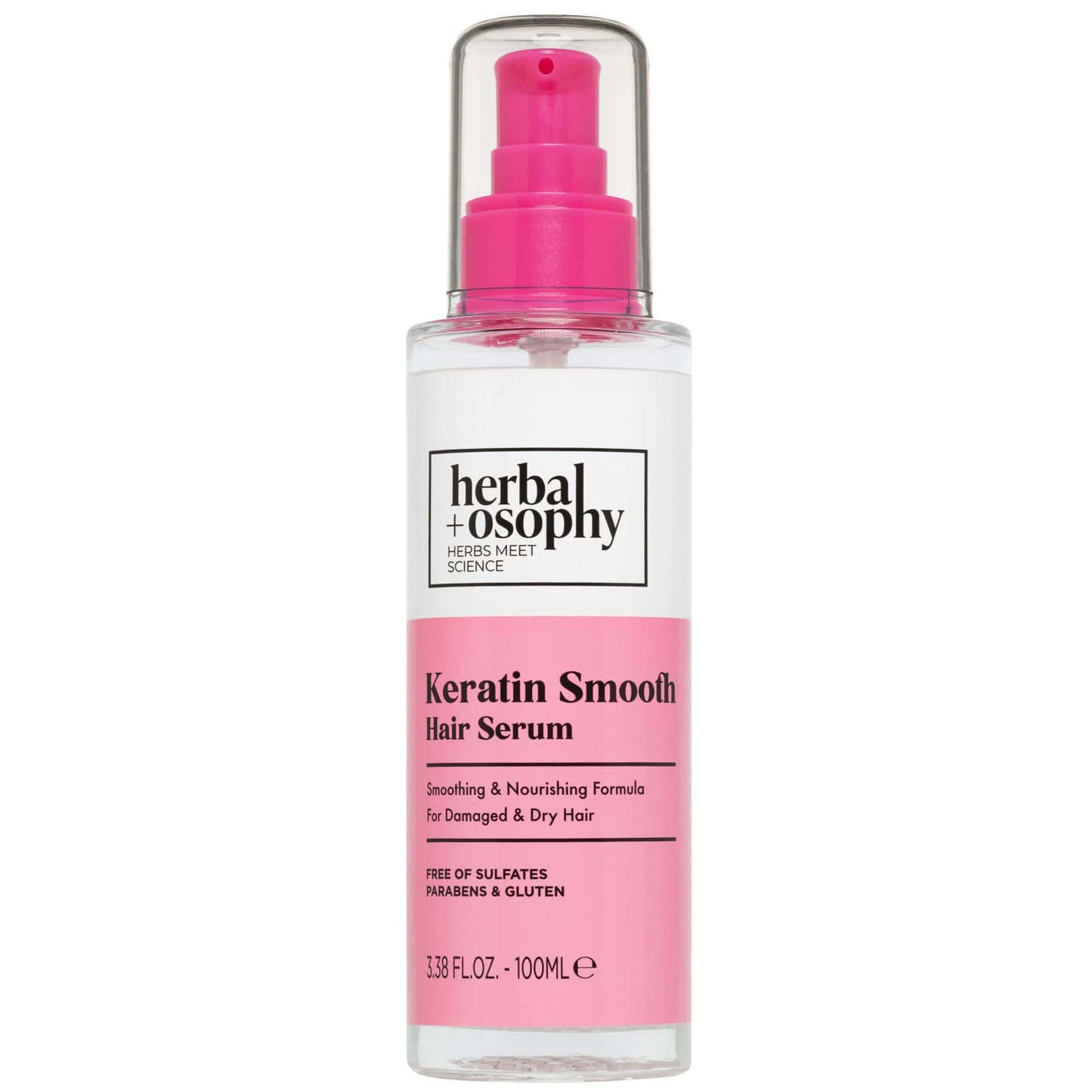 Keratin Smooth Hair Serum Smoothing & Nourishing Formula for Damaged & Dry Hair Salon-Quality Haircare with Natural, Healthy Ingredients. Vegan. Sulfate & Paraben Free. 3.38oz